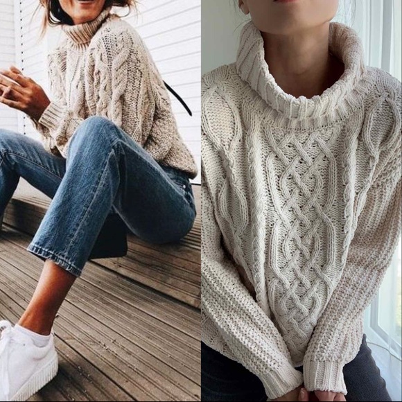 CHICBOMB Sweaters - CABLE KNIT FISHERMAN SWEATER - ECRU